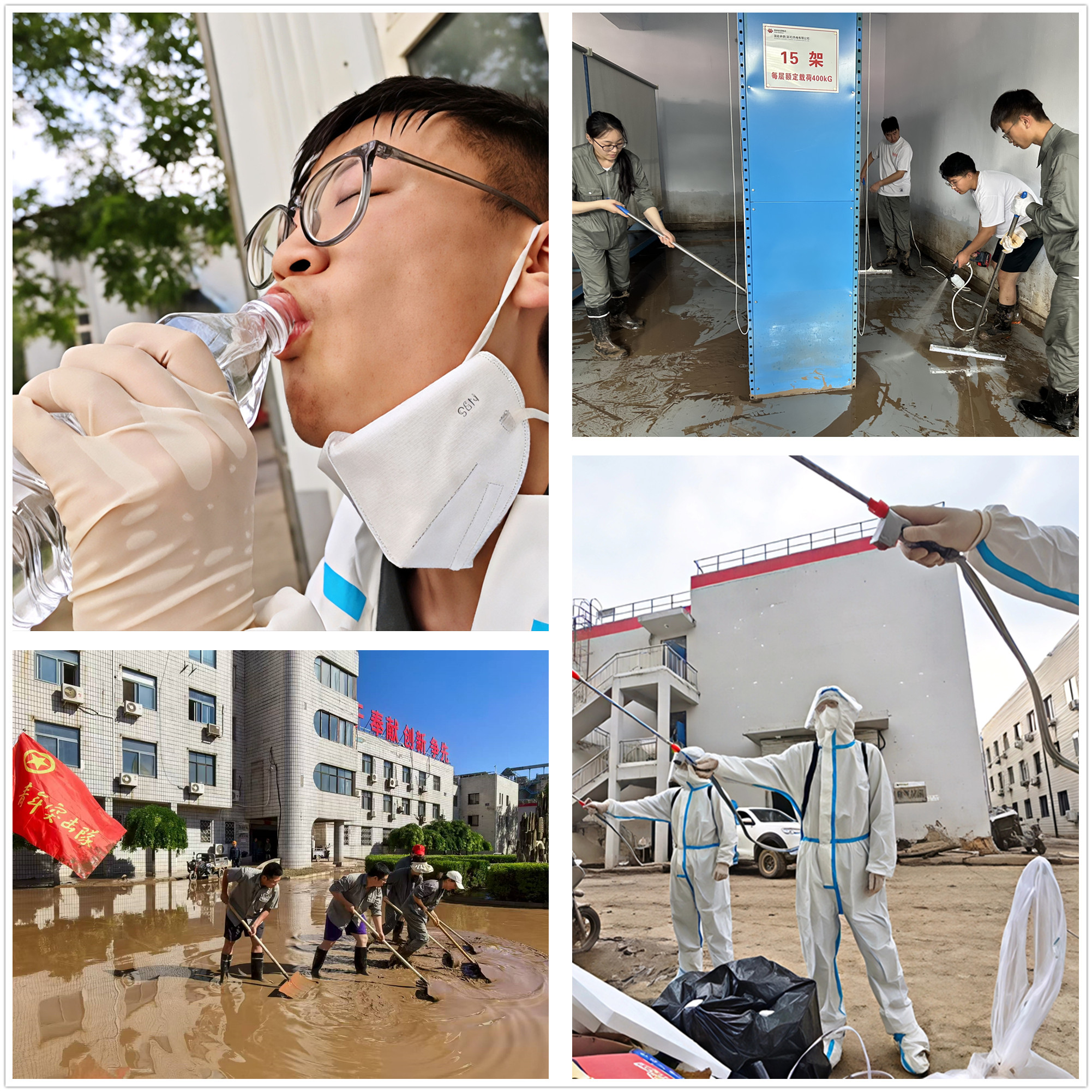图为青年突击队员防疫消杀间隙补水（图片：陆雷）_副本_副本.jpg